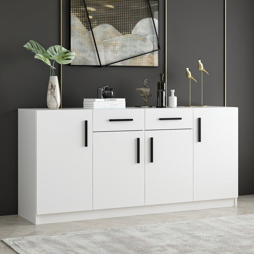 Sideboard mit 2 schubladen und 4 türen, Kale Weiß