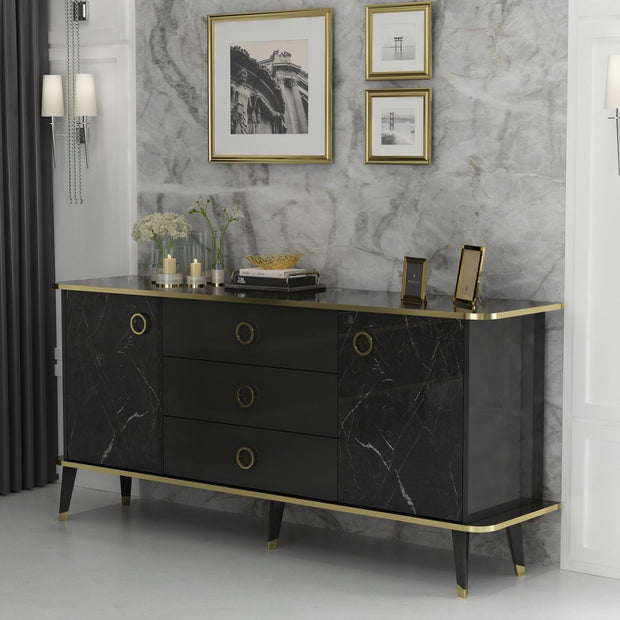 Sideboard mit 3 schubladen und 2 türen, Bien Gold (2)