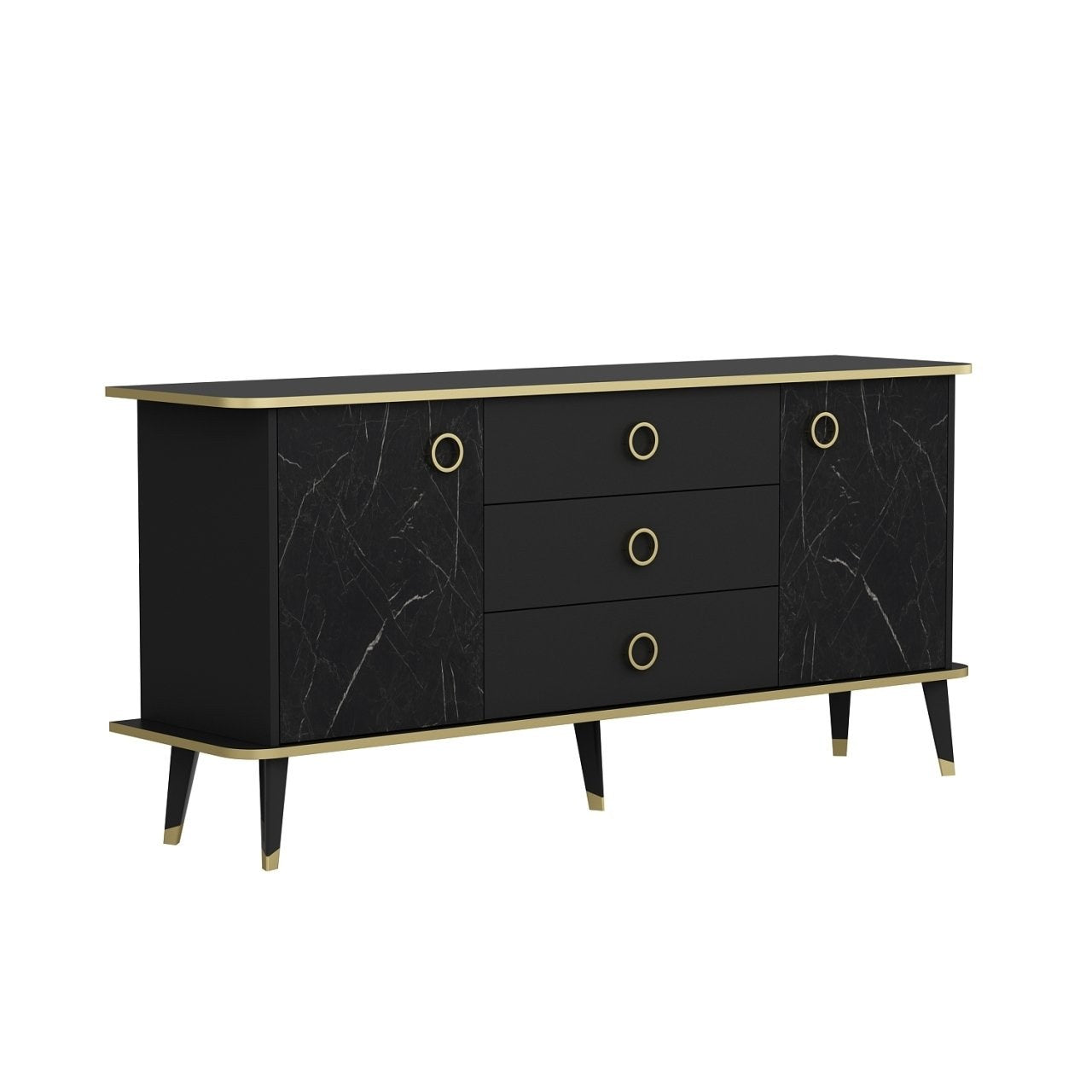 Sideboard mit 3 schubladen und 2 türen, Bien Gold (4)