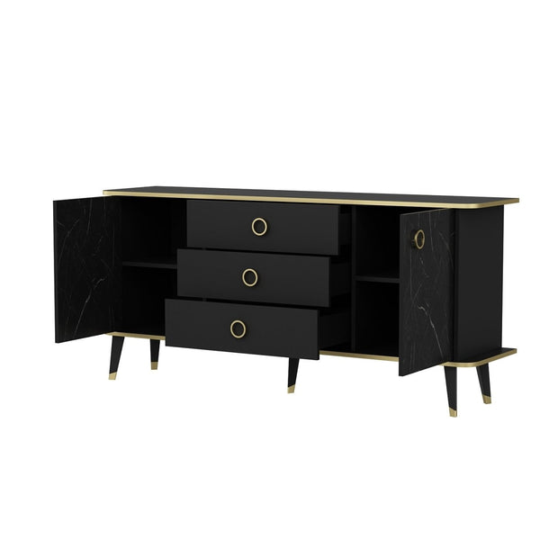 Sideboard mit 3 schubladen und 2 türen, Bien Gold (5)