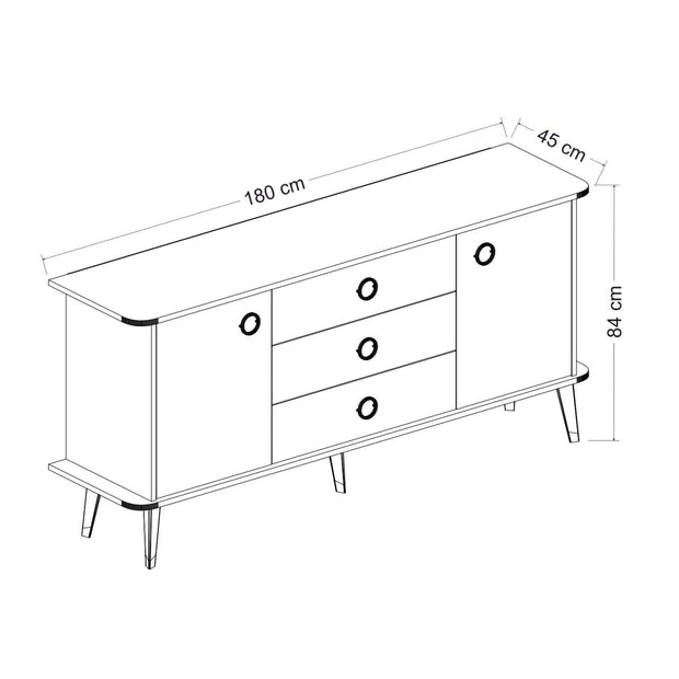 Sideboard mit 3 schubladen und 2 türen, Bien Gold (7)