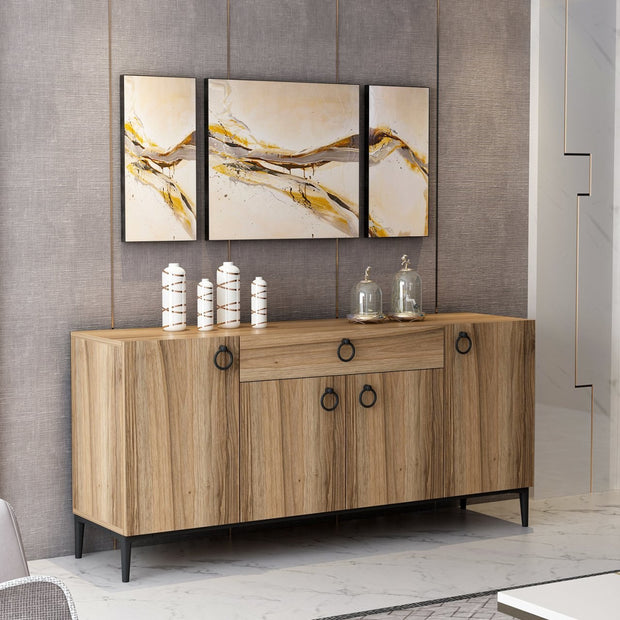 Sideboard mit 1 schublade und 4 türen, Moon Nussbaum