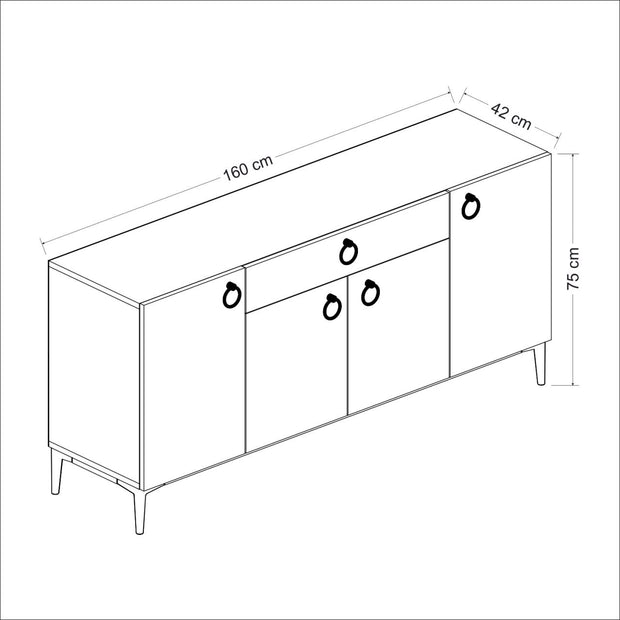 Sideboard mit 1 schublade und 4 türen, Moon Nussbaum (7)