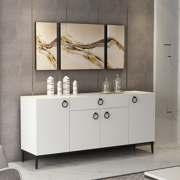 Sideboard mit 1 schublade und 4 türen, Moon Weiß (3)