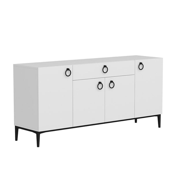 Sideboard mit 1 schublade und 4 türen, Moon Weiß (4)