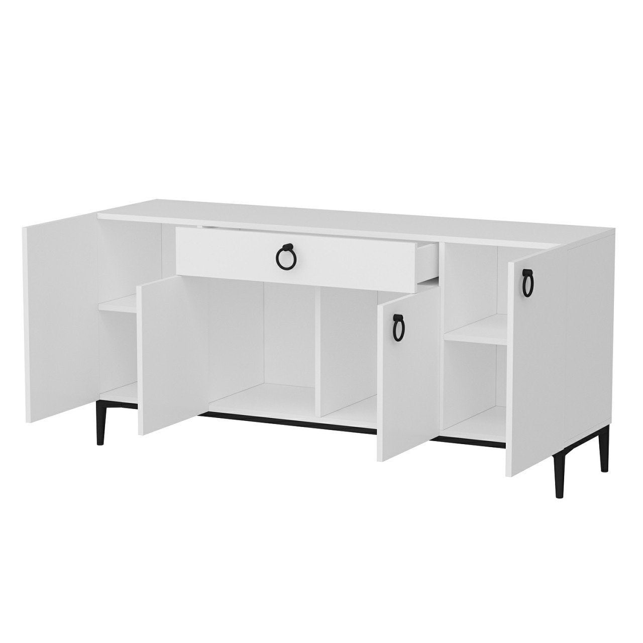 Sideboard mit 1 schublade und 4 türen, Moon Weiß (6)