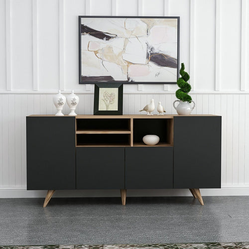 Sideboard mit 4 türen, Sansa Schwarz