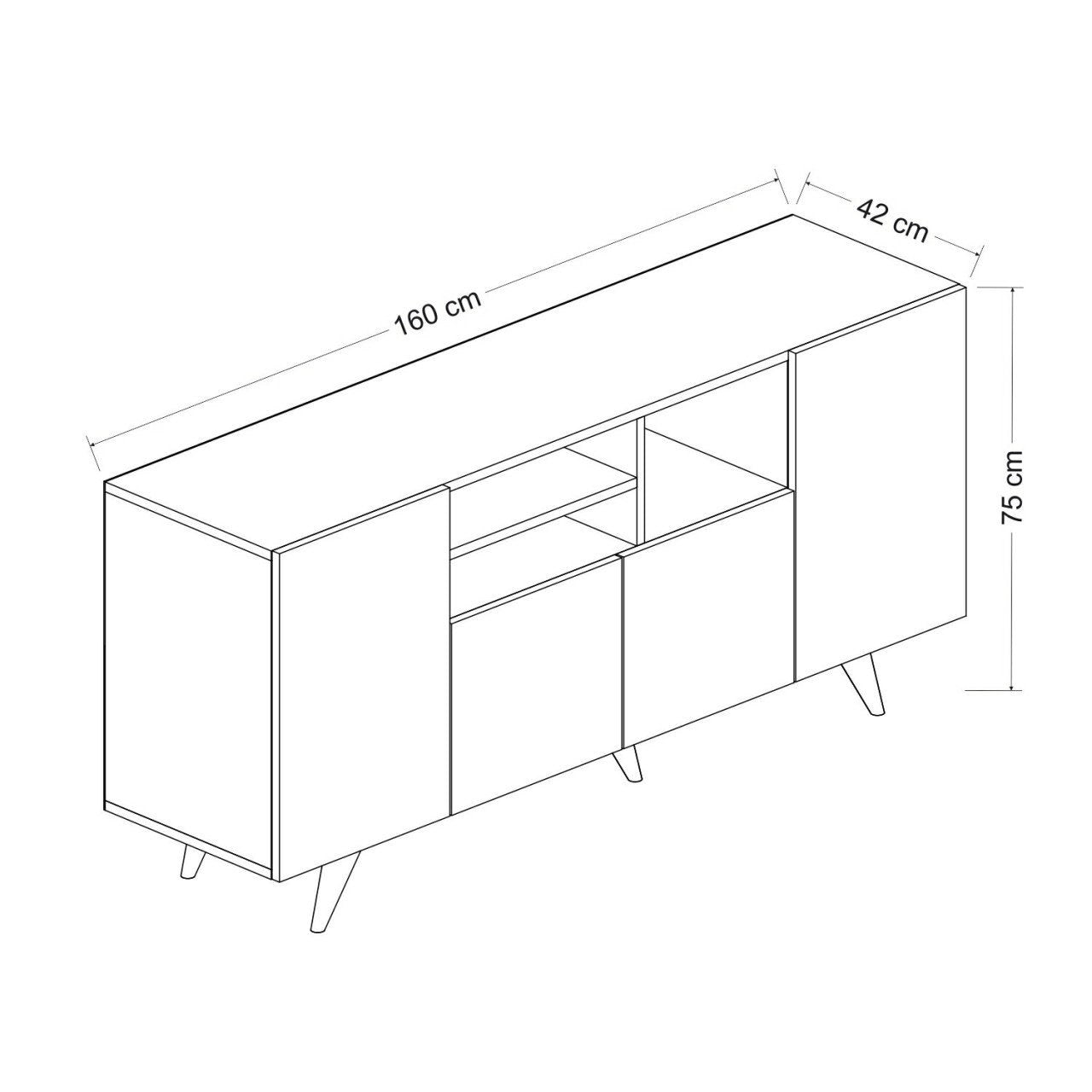 Sideboard mit 4 türen, Sansa Schwarz (7)