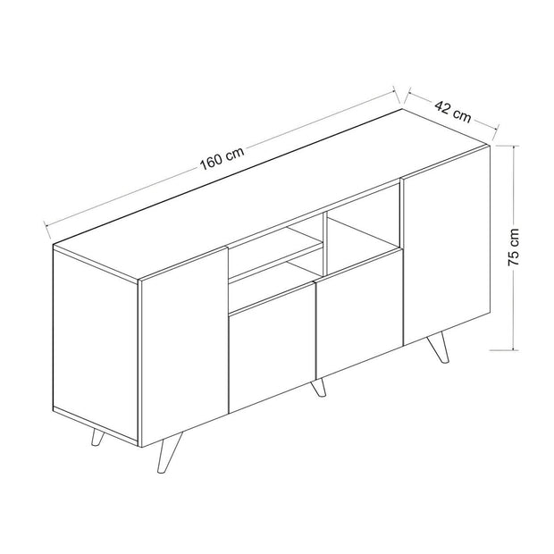 Sideboard mit 4 türen, Sansa Schwarz (7)