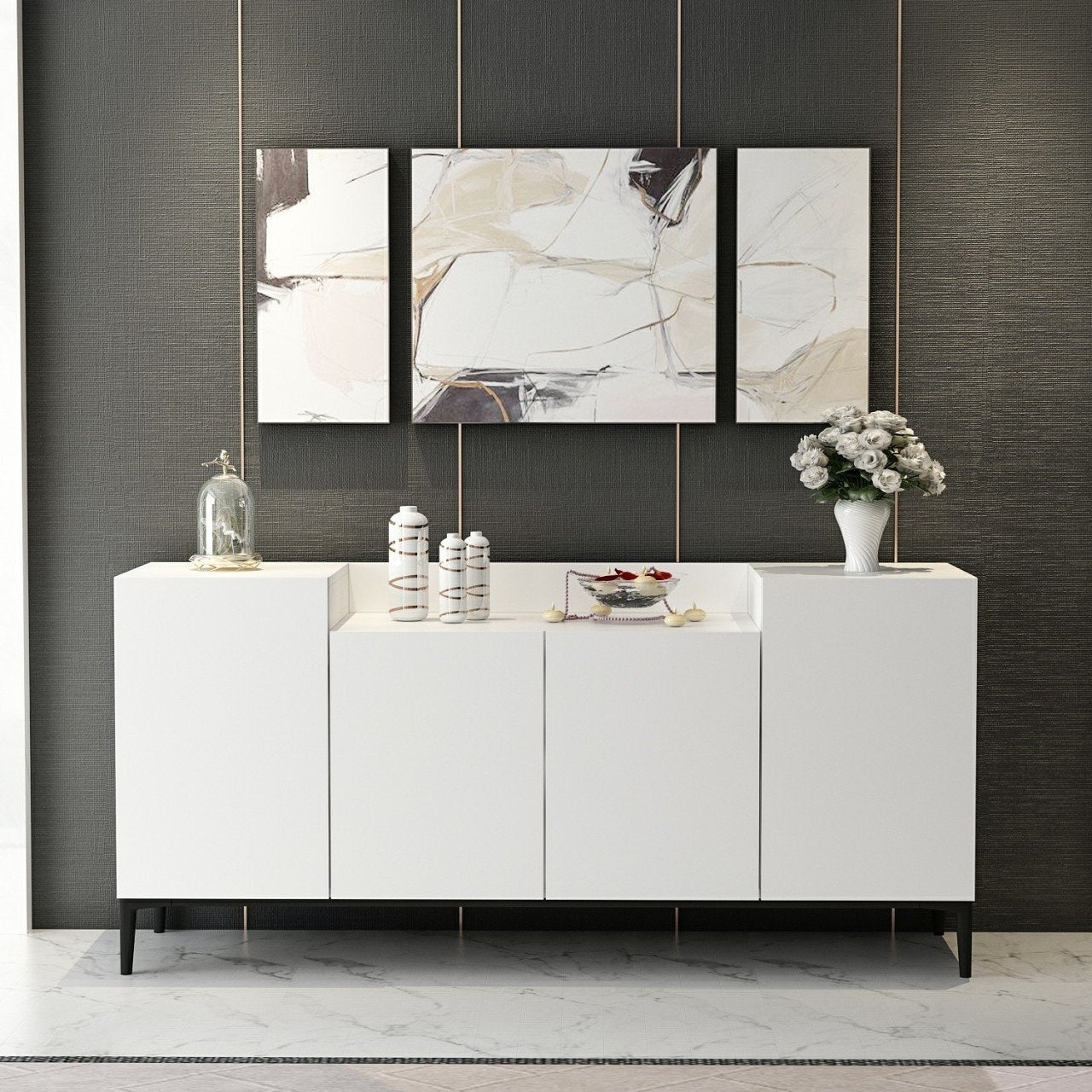 Sideboard mit 4 türen, Ellaria Weiß