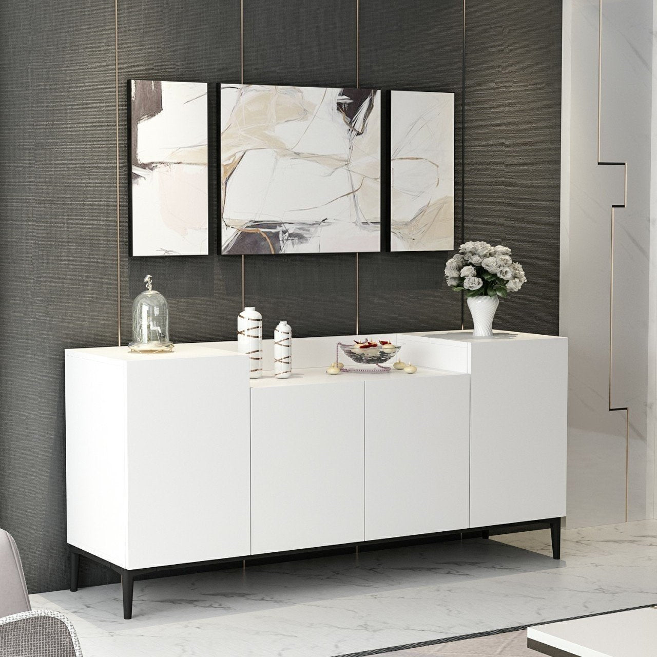 Sideboard mit 4 türen, Ellaria Weiß (3)