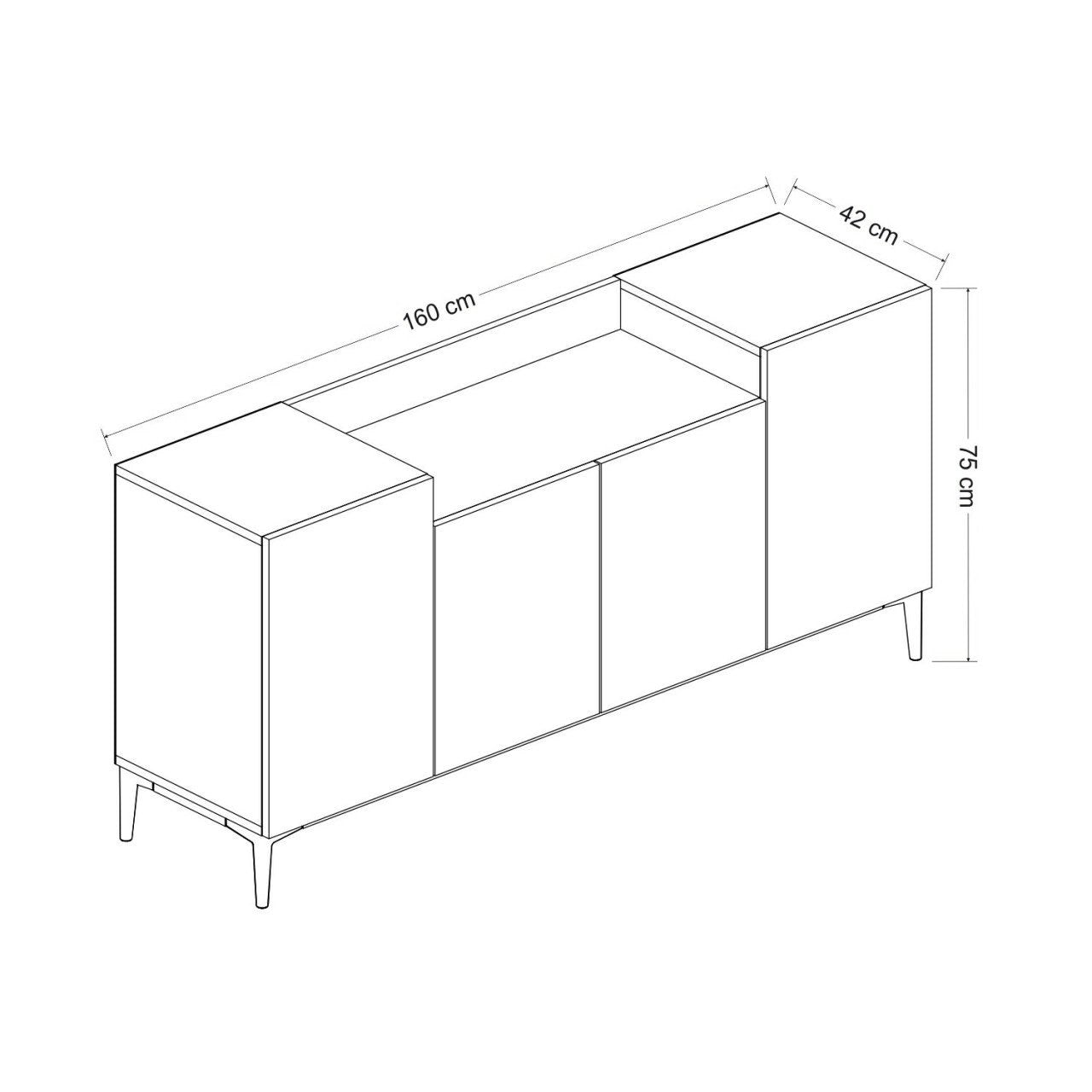 Sideboard mit 4 türen, Ellaria Weiß (7)