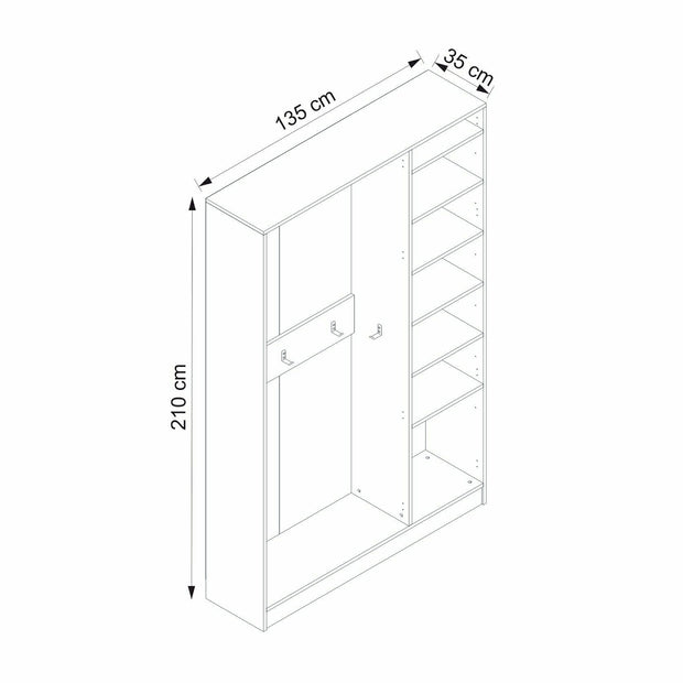 Drehtürenschrank mit 3 türen, Noah 8199 Weiß (7)