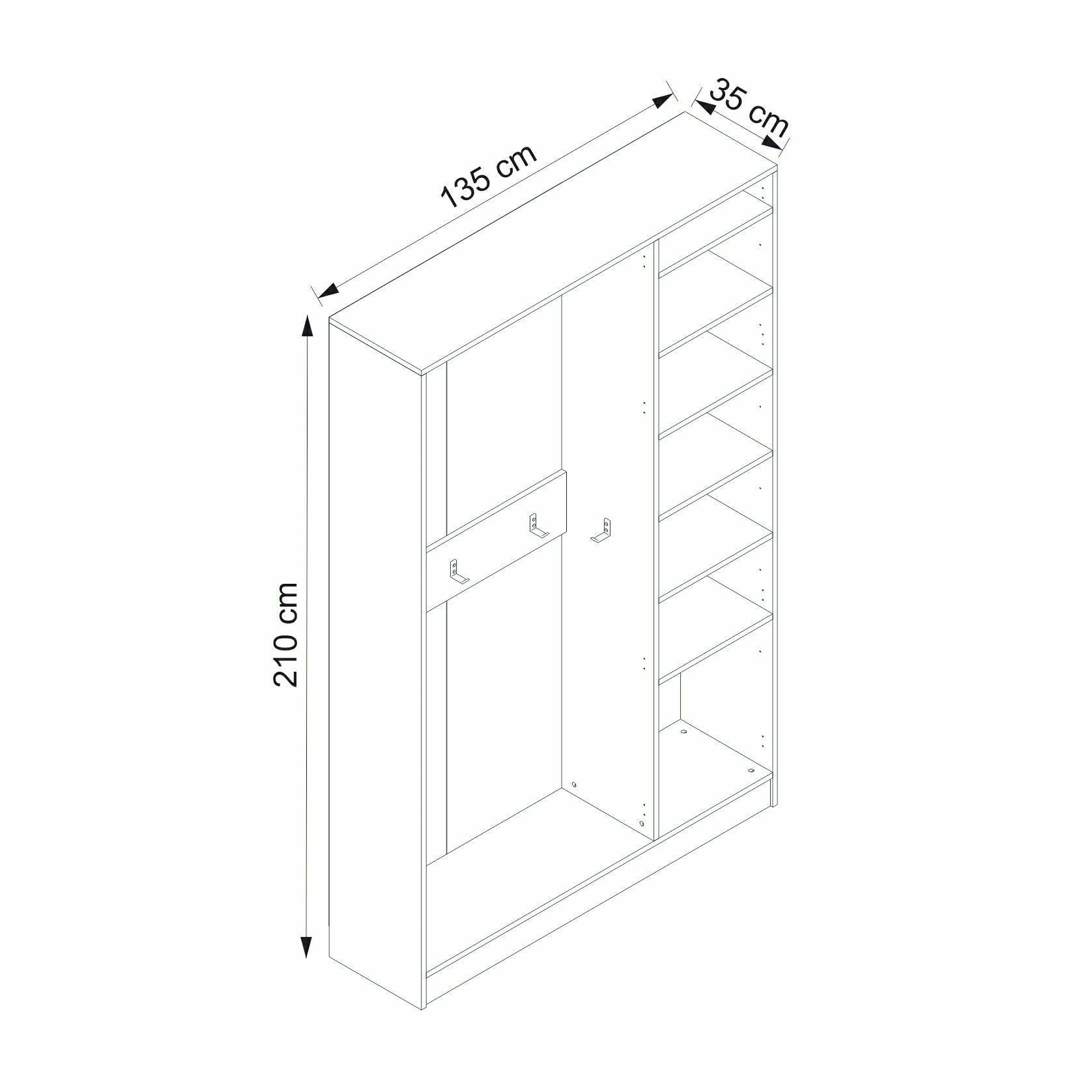 Drehtürenschrank mit 3 türen, Noah 8254 Weiß (7)