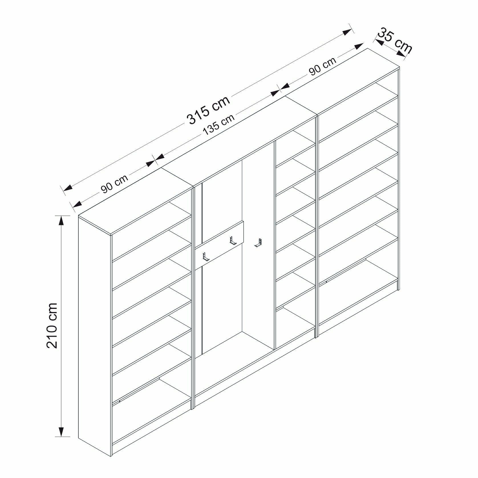 Drehtürenschrank mit 7 türen, Noah 8259 Weiß (7)