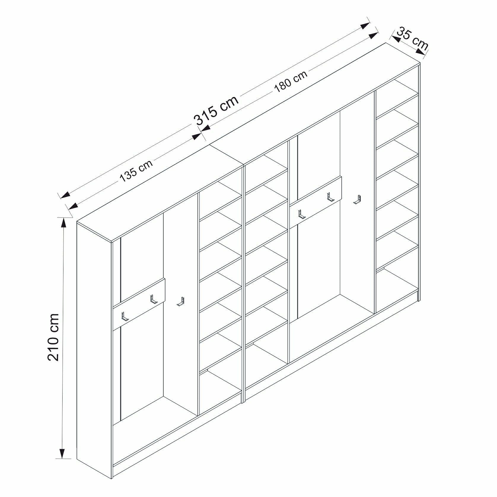 Drehtürenschrank mit 7 türen, Noah 8260 Weiß (7)