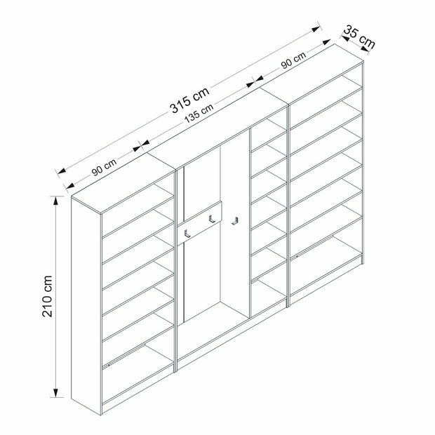 Drehtürenschrank mit 7 türen, Noah 8463 Weiß (7)