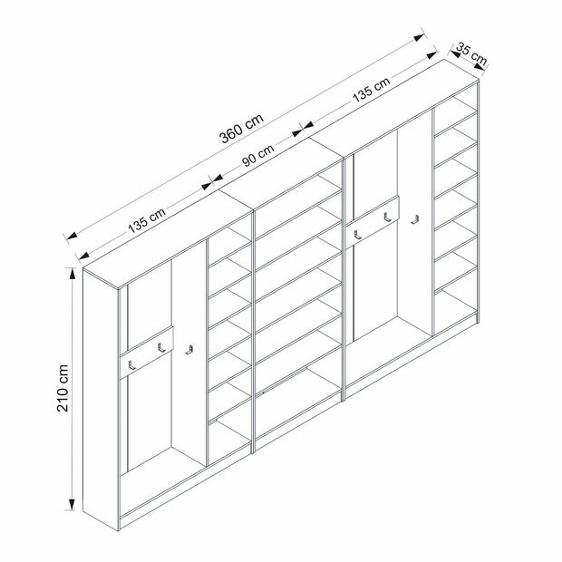 Drehtürenschrank mit 8 türen, Noah 8465 Weiß (7)