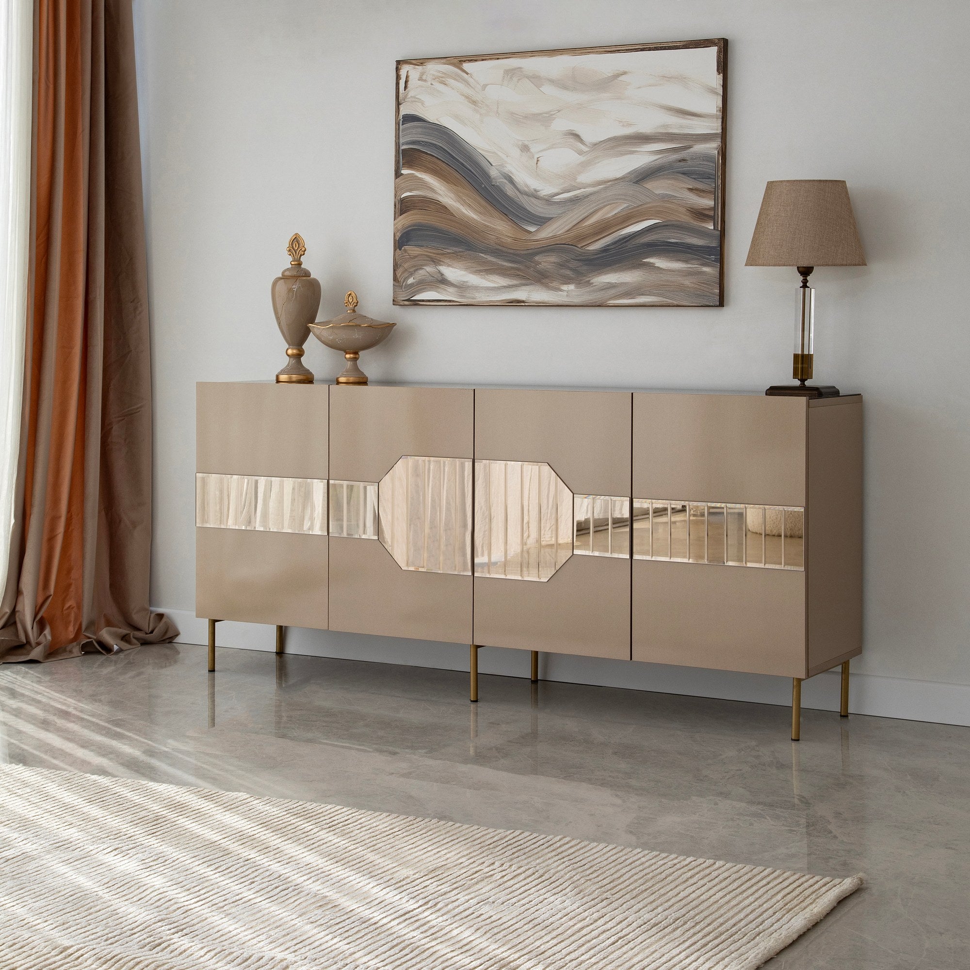 Sideboard mit 4 türen, Milan Messing (1)