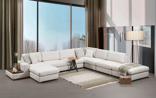 Ecksofa mit Chaiselongue Rechts, 5-Sitzer, aus Stoff, Loop 11 Beige