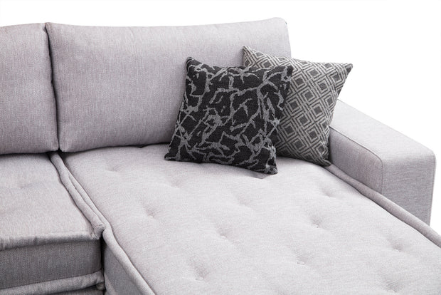 Ecksofa mit Chaiselongue Rechts, 5-Sitzer, aus Stoff, Lena Grau (3)