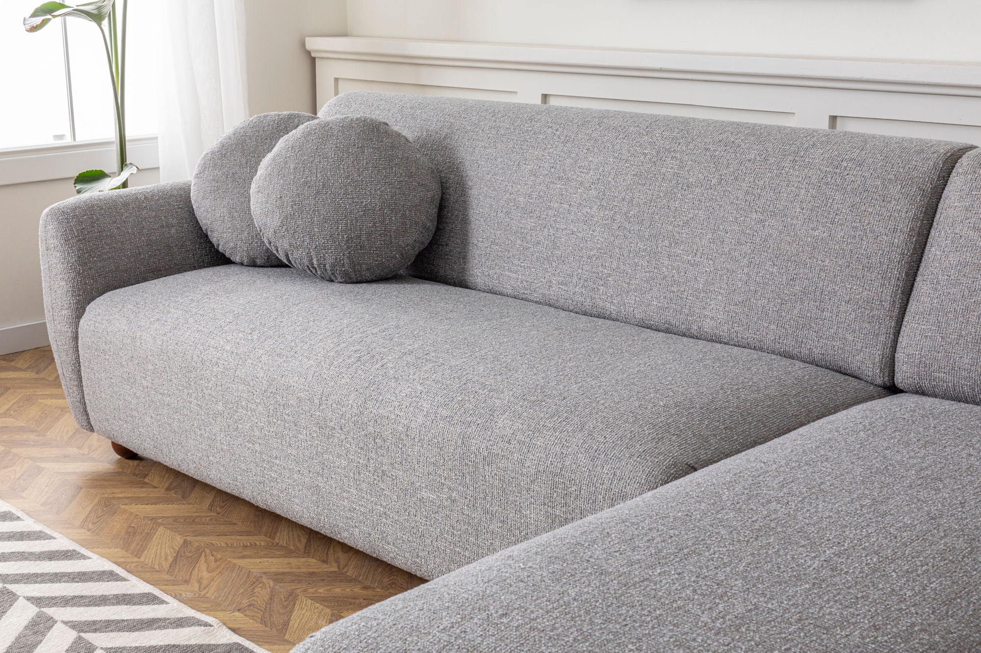 Ecksofa mit Chaiselongue Rechts, 3-Sitzer, aus Stoff, Eddy Grau (2)