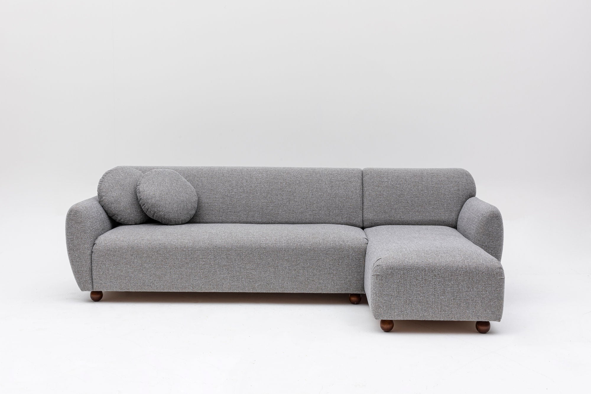 Ecksofa mit Chaiselongue Rechts, 3-Sitzer, aus Stoff, Eddy Grau (5)