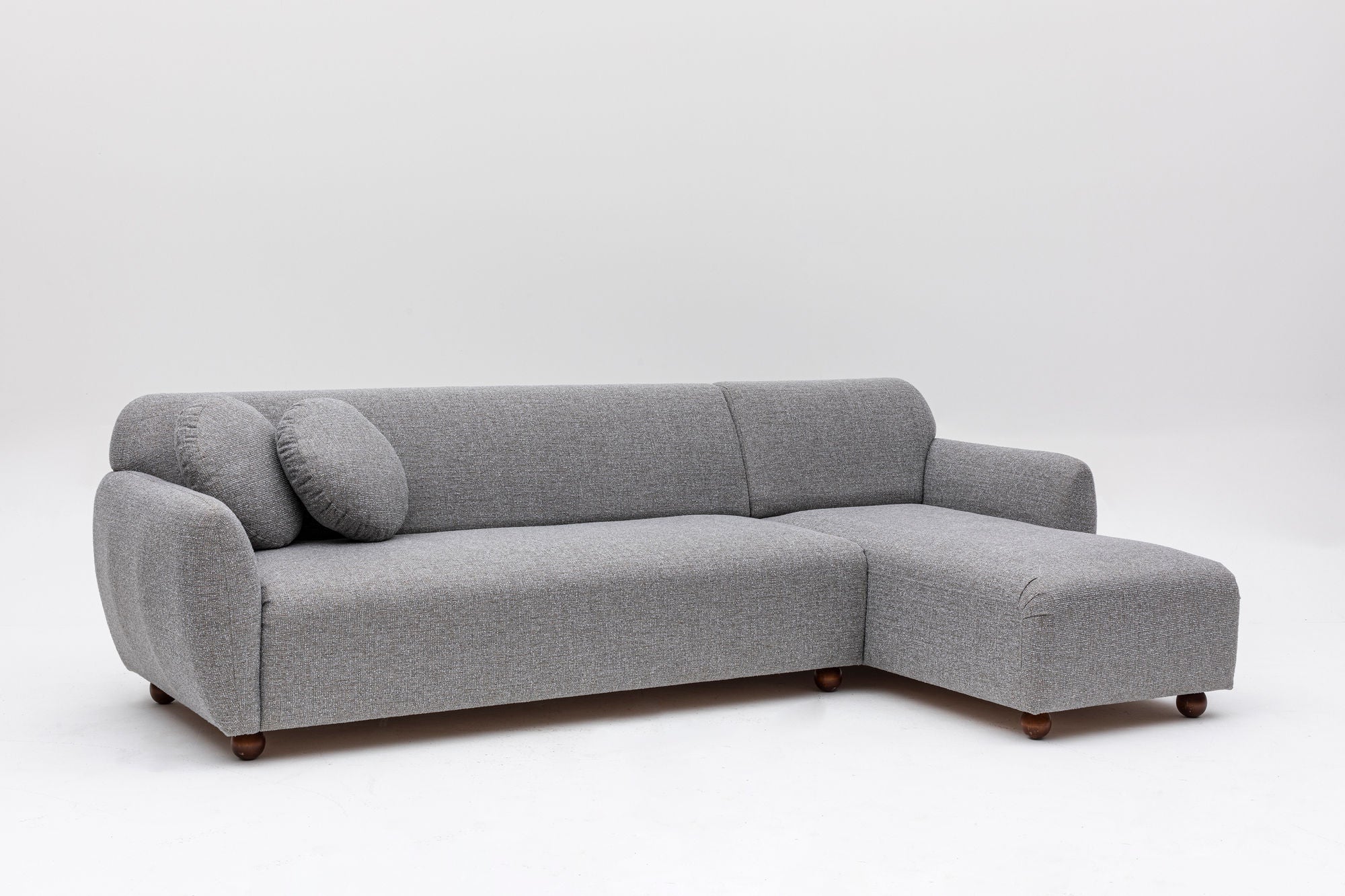 Ecksofa mit Chaiselongue Rechts, 3-Sitzer, aus Stoff, Eddy Grau (6)