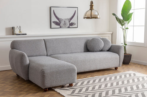 Ecksofa mit Chaiselongue Links, 3-Sitzer, aus Stoff, Eddy Grau (1)