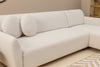 Ecksofa mit Chaiselongue Rechts, 3-Sitzer, aus Stoff, Eddy Weiß (3)