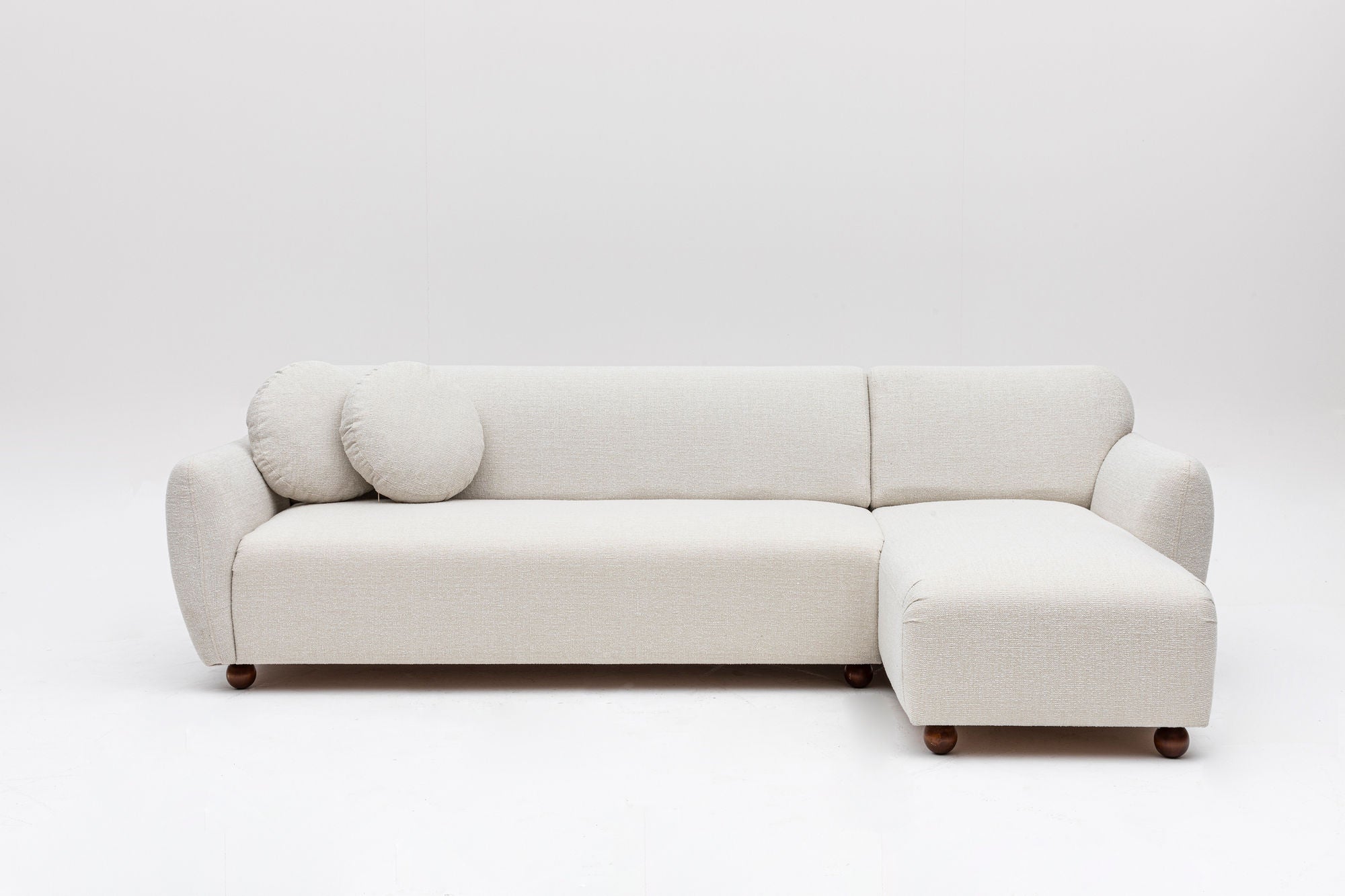 Ecksofa mit Chaiselongue Rechts, 3-Sitzer, aus Stoff, Eddy Weiß (5)