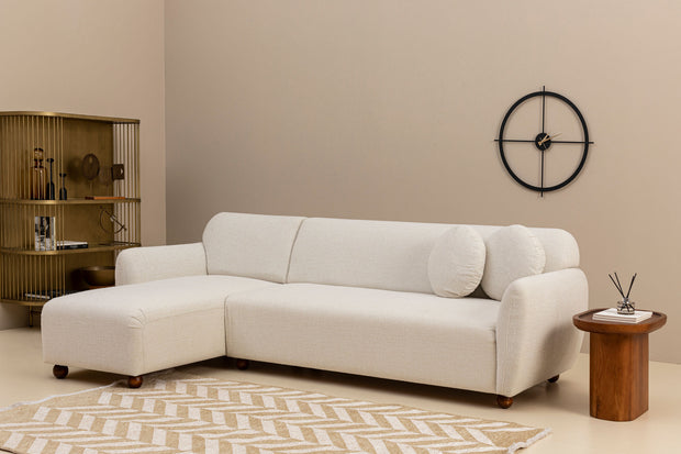 Ecksofa mit Chaiselongue Links, 3-Sitzer, aus Stoff, Eddy Weiß (1)