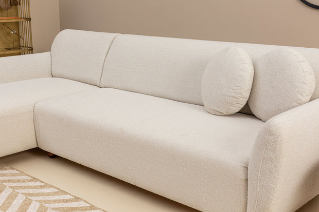 Ecksofa mit Chaiselongue Links, 3-Sitzer, aus Stoff, Eddy Weiß (2)