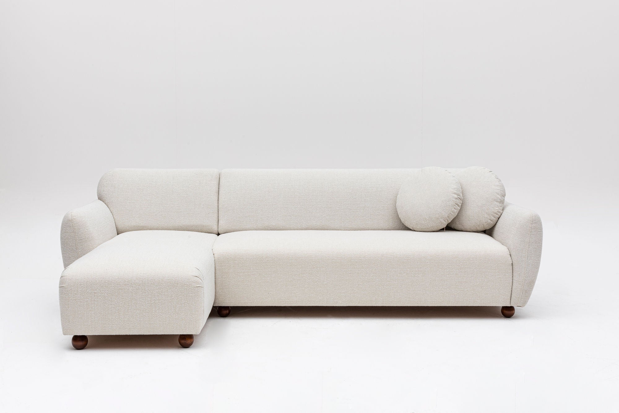 Ecksofa mit Chaiselongue Links, 3-Sitzer, aus Stoff, Eddy Weiß (5)