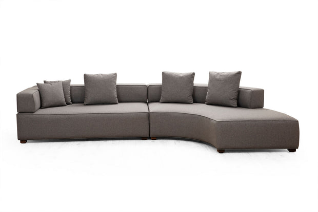 Ecksofa mit Chaiselongue Rechts, 3-Sitzer, aus Stoff, Gondol 1 Grau (1)