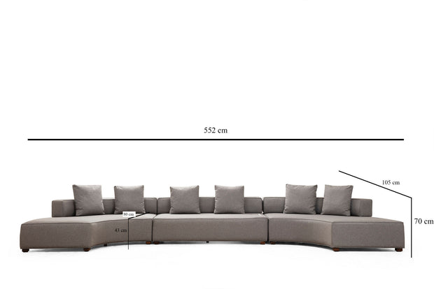 Ecksofa Symmetrisch, 6-Sitzer, aus Stoff, Gondol 3 Grau (3)