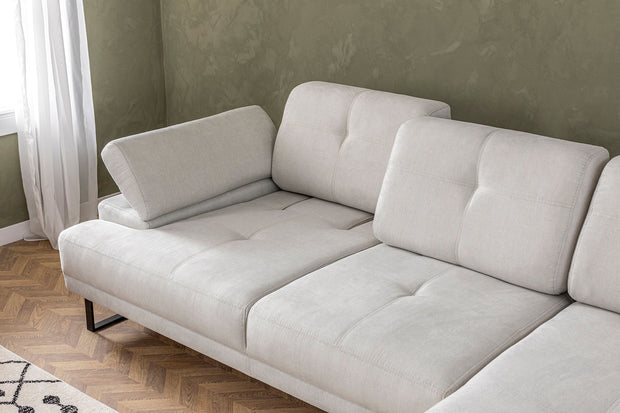 Ecksofa mit Chaiselongue Rechts, 3-Sitzer, aus Stoff, Mustang Large Beige (4)