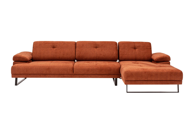 Ecksofa mit Chaiselongue Rechts, 3-Sitzer, aus Stoff, Mustang Small Orange (5)