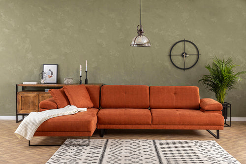 Ecksofa mit Chaiselongue Links, 3-Sitzer, aus Stoff, Mustang Small Orange