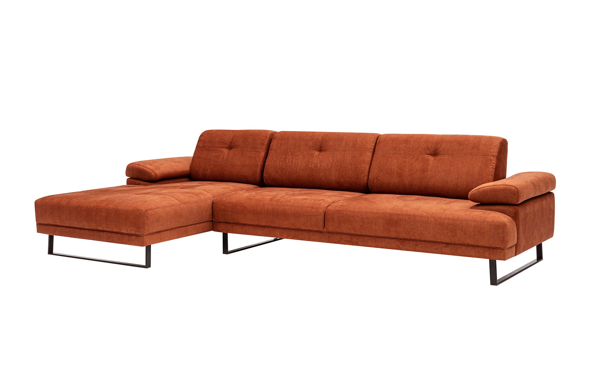 Ecksofa mit Chaiselongue Links, 3-Sitzer, aus Stoff, Mustang Small Orange (6)