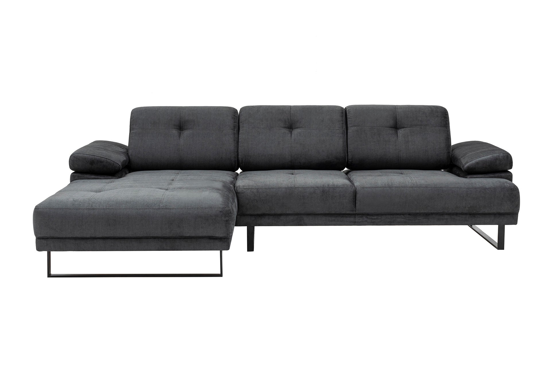 Ecksofa mit Chaiselongue Links, 3-Sitzer, aus Stoff, Mustang Small Anthrazit (4)