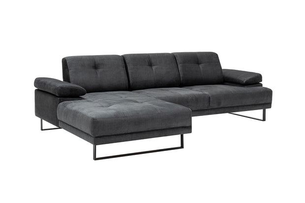 Ecksofa mit Chaiselongue Links, 3-Sitzer, aus Stoff, Mustang Small Anthrazit (5)