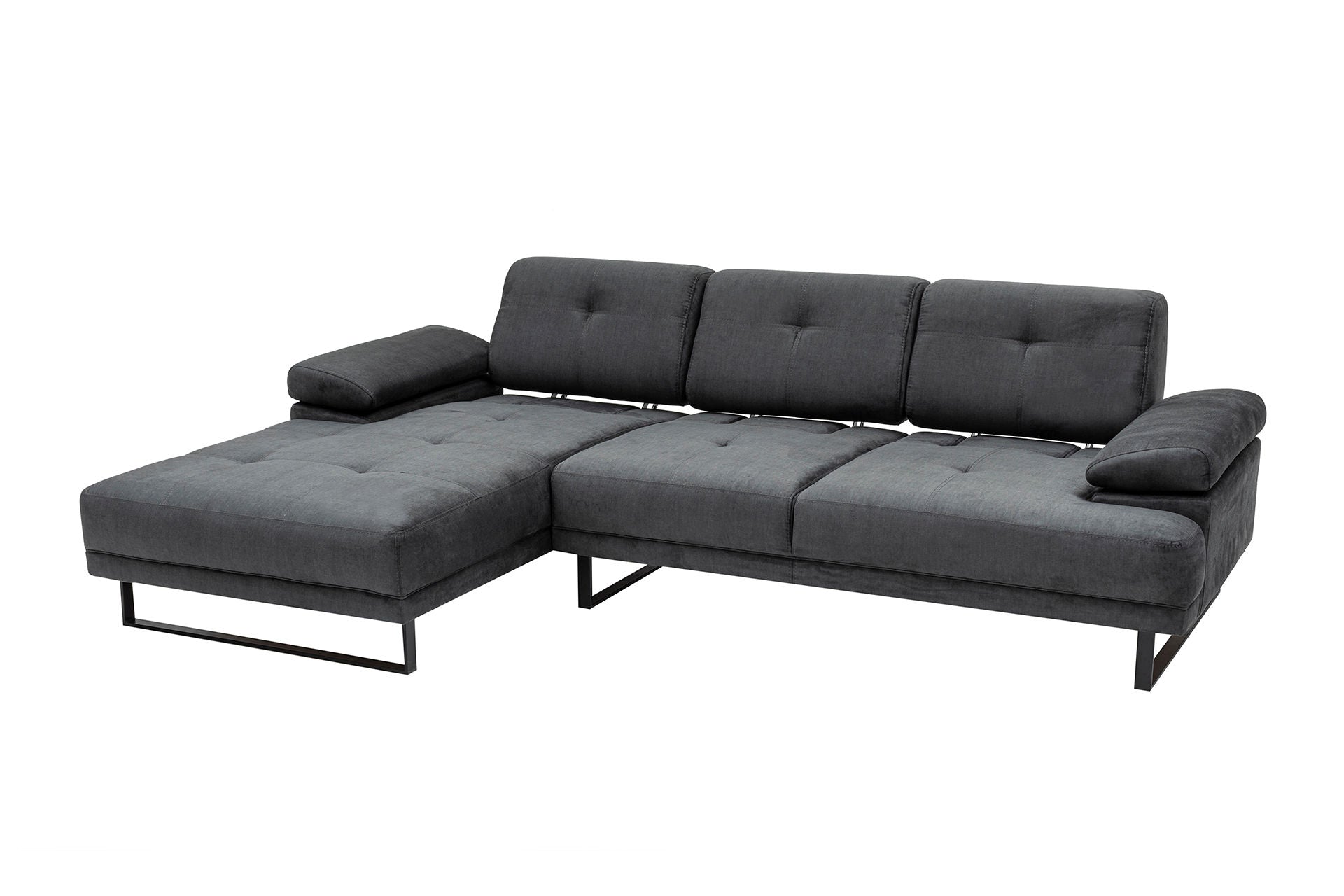 Ecksofa mit Chaiselongue Links, 3-Sitzer, aus Stoff, Mustang Small Anthrazit (6)