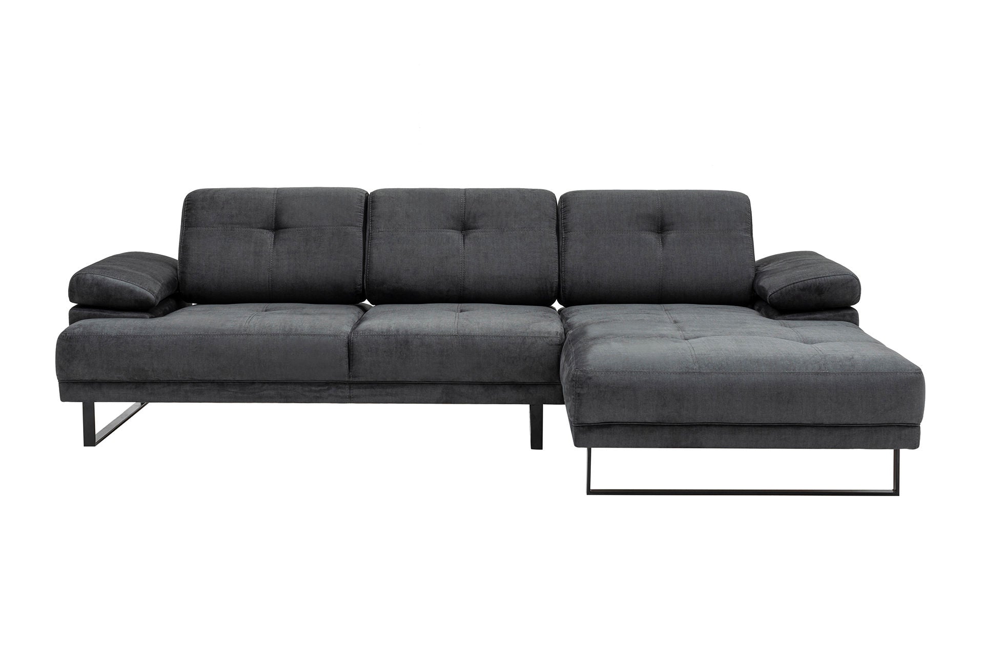 Ecksofa mit Chaiselongue Rechts, 3-Sitzer, aus Stoff, Mustang Large Anthrazit (4)