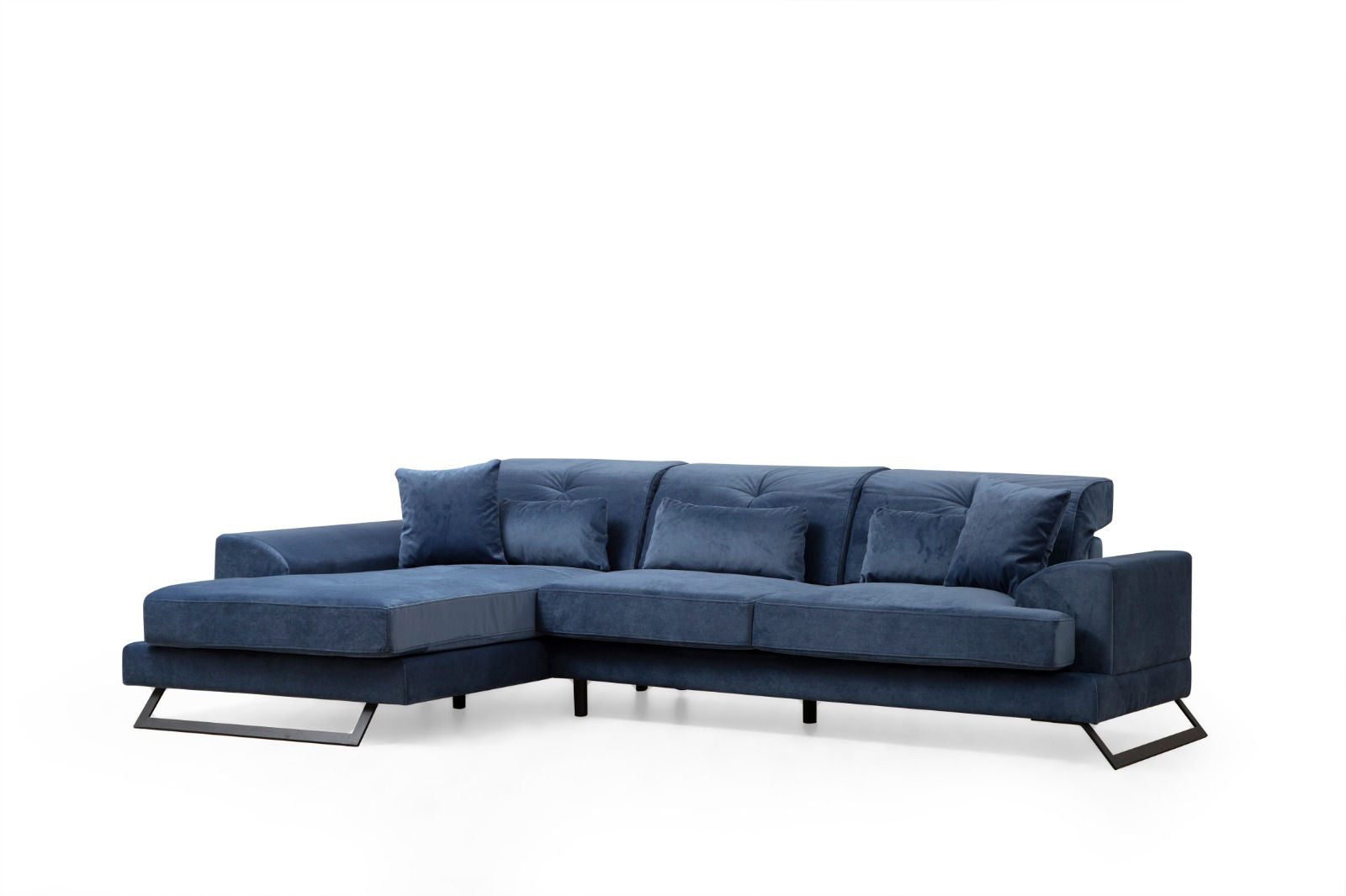 Ecksofa mit Chaiselongue Links, 3-Sitzer, aus Stoff, Frido Blau (5)