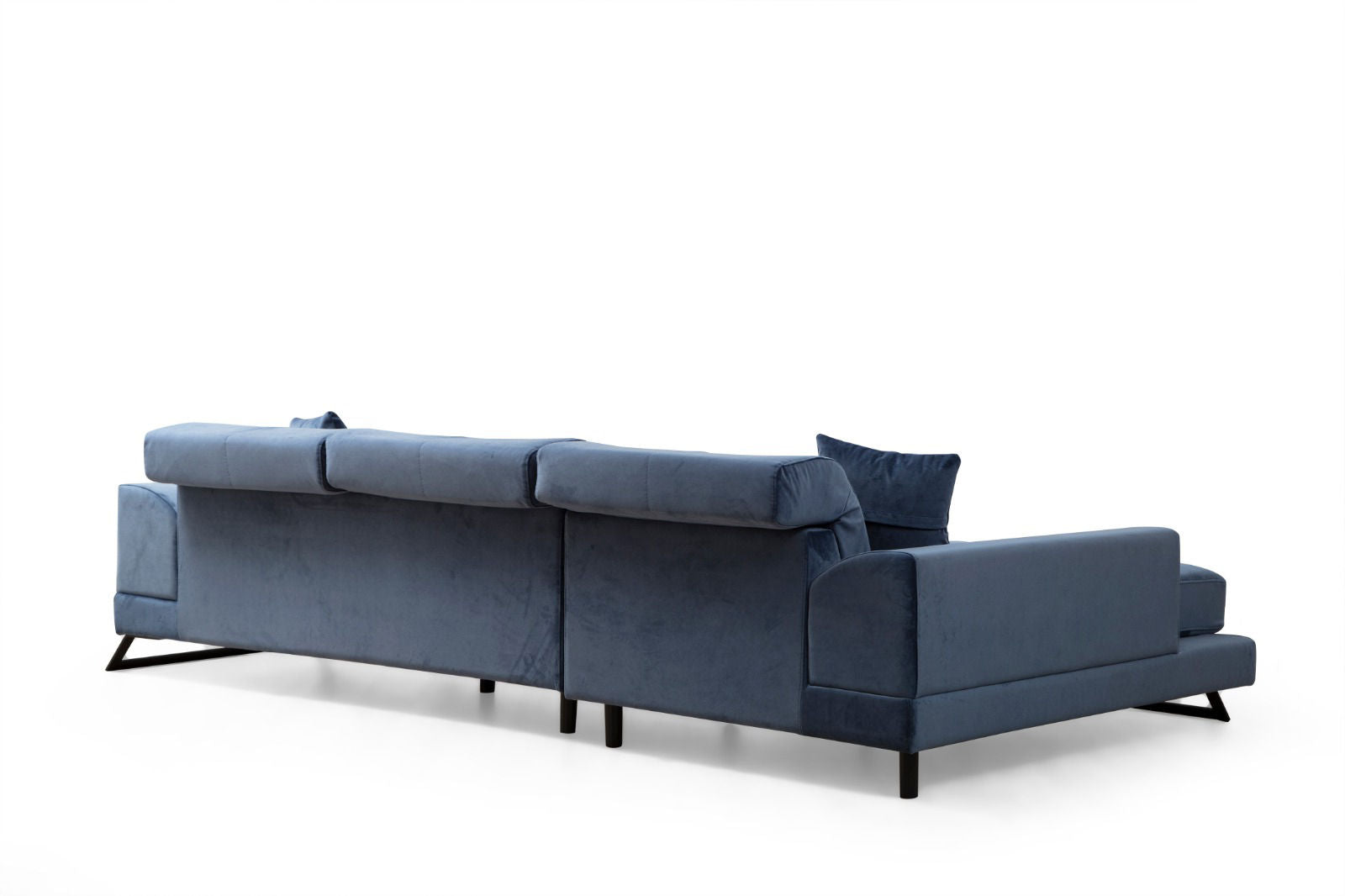 Ecksofa mit Chaiselongue Links, 3-Sitzer, aus Stoff, Frido Blau (6)