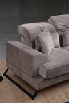 Ecksofa mit Chaiselongue Rechts, 3-Sitzer, aus Stoff, Frido Grau (1)