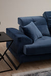 Ecksofa mit Chaiselongue Rechts, 3-Sitzer, aus Stoff, Frido Blau (1)