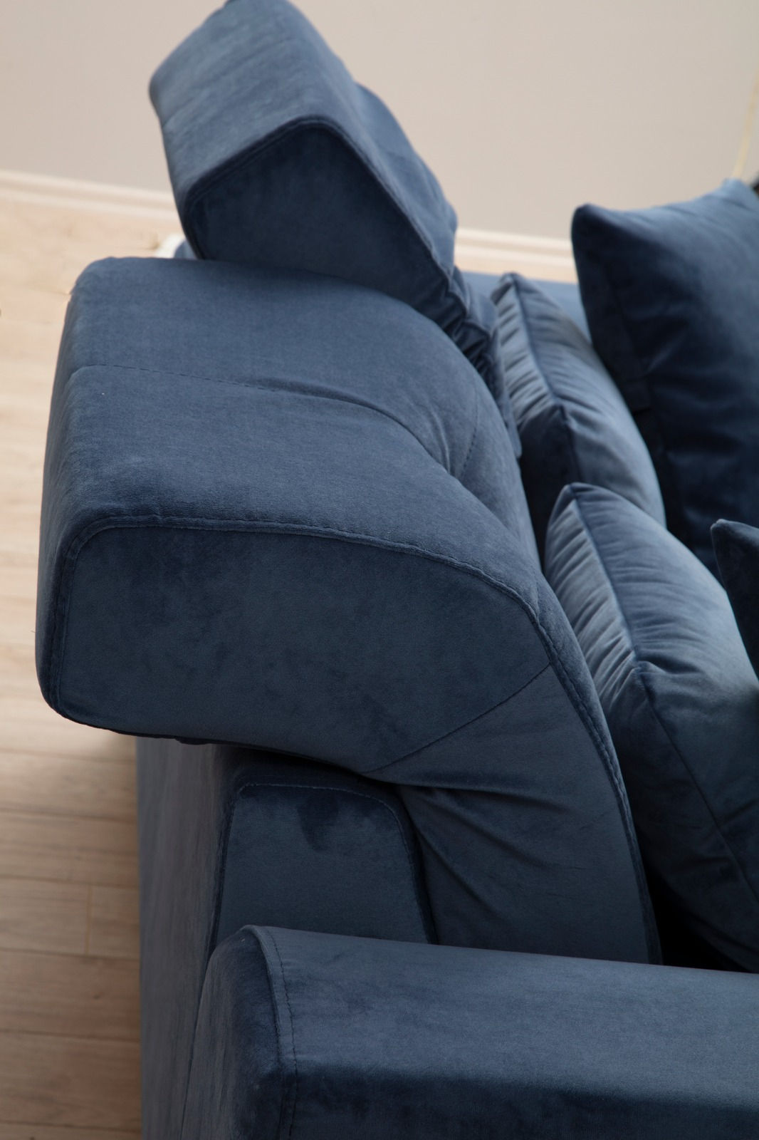 Ecksofa mit Chaiselongue Rechts, 3-Sitzer, aus Stoff, Frido Blau (2)