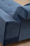 Ecksofa mit Chaiselongue Rechts, 3-Sitzer, aus Stoff, Frido Blau (4)